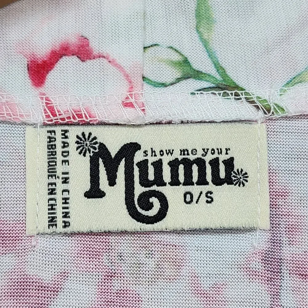 Show Me Your Mumu Robe One Size Pink White Floral “Brie Garden of Blooms” Kimono - Picture 10 of 14